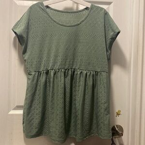 Emery Rose Baby doll Blouse Green Shirt size large